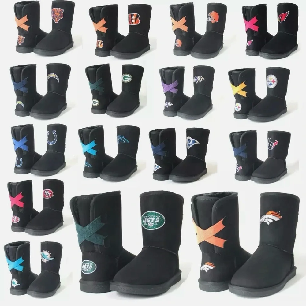 Pittsburgh STEELERS Women’s Boots Embellished NFL Faux Fur Lace Bow Boot Size 8